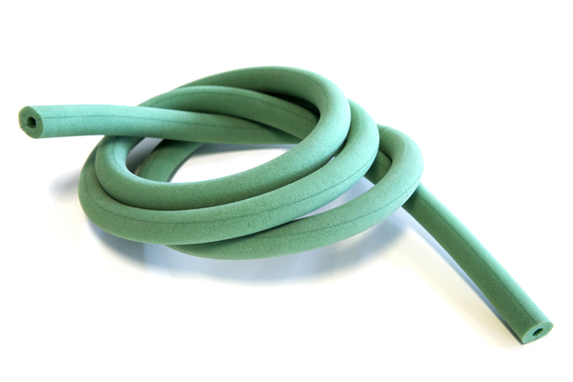 green foam tubing, using polyethylene foam, for many niche project, insulation.